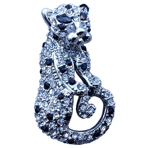 ReadyGolf: 3D Silver Jaguar /Panther Ball Marker & Hat Clip with Crystals