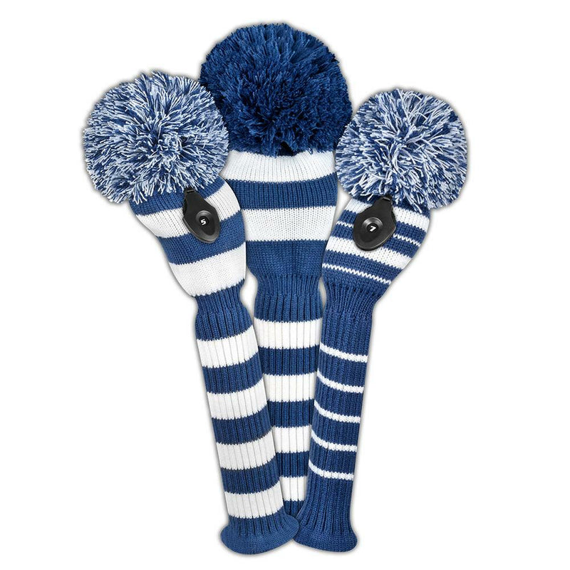 Just 4 Golf: Stripe Set Headcovers - Navy and White