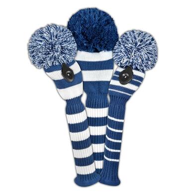 Just 4 Golf: Stripe Set Headcovers - Navy and White - SALE