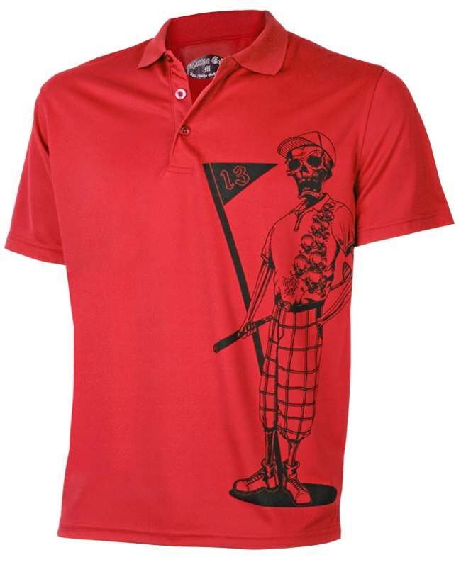 Tattoo Golf: Men's Performance Mr. Bones Golf Polo - Red