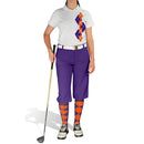 Golf Knickers: Ladies Argyle Paradise Golf Shirt - Purple/Orange Clothing