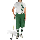 Golf Knickers: Ladies Argyle Paradise Golf Shirt - Dark Green/Black/White Clothing