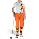 Golf Knickers: Ladies Argyle Paradise Golf Shirt - Orange/Yellow/Black Clothing