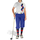 Golf Knickers: Ladies Argyle Paradise Golf Shirt - Royal/Red/Black Clothing