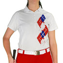 Golf Knickers: Ladies Argyle Paradise Golf Shirt - Red/White/Royal Clothing