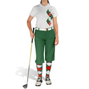 Golf Knickers: Ladies Argyle Paradise Golf Shirt - Dark Green/Red/White Clothing