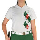 Golf Knickers: Ladies Argyle Paradise Golf Shirt - Dark Green/Red/White Clothing