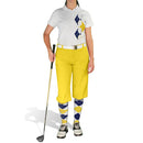 Golf Knickers: Ladies Argyle Paradise Golf Shirt - White/Yellow/Navy Clothing