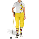 Golf Knickers: Ladies Argyle Paradise Golf Shirt - Yellow/Maroon/White Clothing
