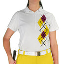 Golf Knickers: Ladies Argyle Paradise Golf Shirt - Yellow/Maroon/White Clothing