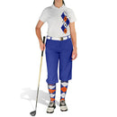Golf Knickers: Ladies Argyle Paradise Golf Shirt - Royal/White/Orange Clothing