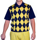 Golf Knickers: Men's Argyle Sweater Vest - Navy/Yellow Clothing