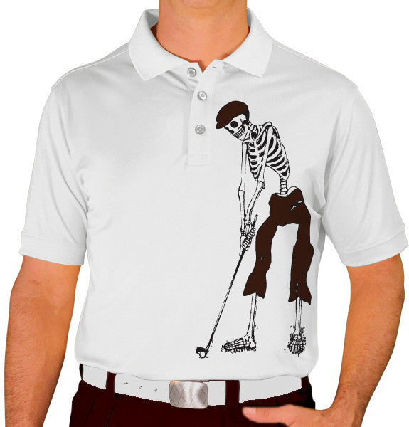 Golf Knickers: Mens Halloween Golf Shirt - Golfing Skeleton Clothing