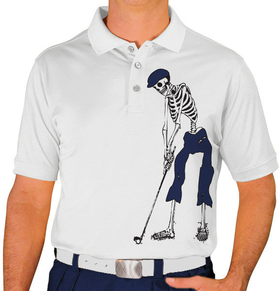 Golf Knickers: Mens Halloween Golf Shirt - Golfing Skeleton Clothing