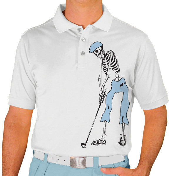 Golf Knickers: Mens Halloween Golf Shirt - Golfing Skeleton Clothing