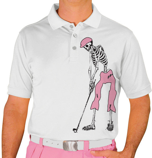 Golf Knickers: Mens Halloween Golf Shirt - Golfing Skeleton Clothing