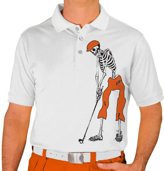 Golf Knickers: Mens Halloween Golf Shirt - Golfing Skeleton Clothing
