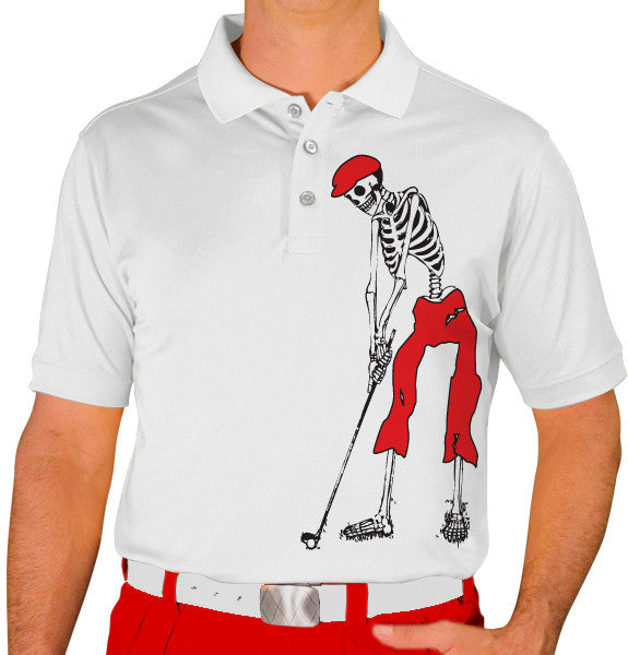 Golf Knickers: Mens Halloween Golf Shirt - Golfing Skeleton Clothing