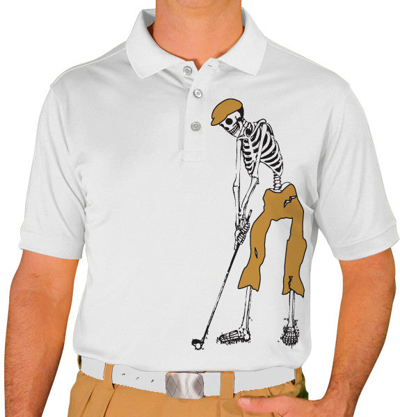 Golf Knickers: Mens Halloween Golf Shirt - Golfing Skeleton Clothing