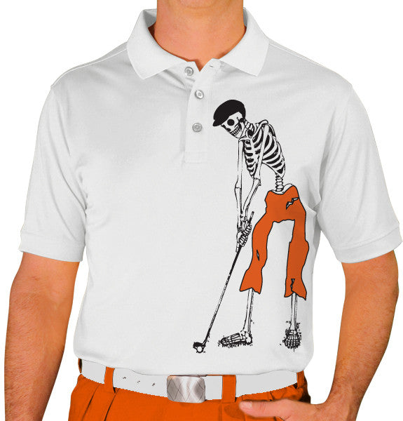Golf Knickers: Mens Halloween Golf Shirt - Golfing Skeleton Clothing