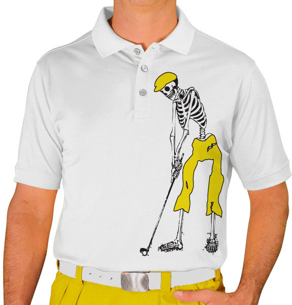 Golf Knickers: Mens Halloween Golf Shirt - Golfing Skeleton Clothing
