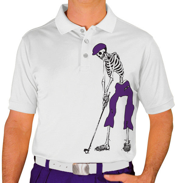 Golf Knickers: Mens Halloween Golf Shirt - Golfing Skeleton Clothing