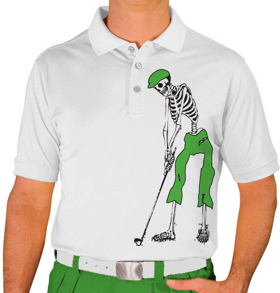 Golf Knickers: Mens Halloween Golf Shirt - Golfing Skeleton Clothing