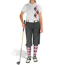 Golf Knickers: Ladies Argyle Paradise Golf Shirt - Charcoal/Pink Clothing