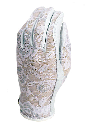 Evertan: Women's Tan Through Golf Glove - Gilded Floral White