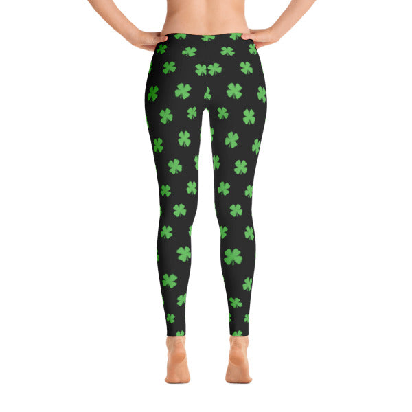 Four-Leaf Clover (Lime Green) Women's All-Over Leggings by ReadyGOLF (Size: XS) SALE