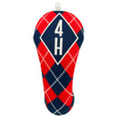 BeeJos: Golf Head Cover - Navy and Red Argyle Print (5 Fairway) SALE Golf Club Headcovers