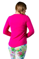 SanSoleil Ladies Fiesta Pink UPF 50 SolTek Ice Tennis Sport/Crew 900603 (Size Large) SALE