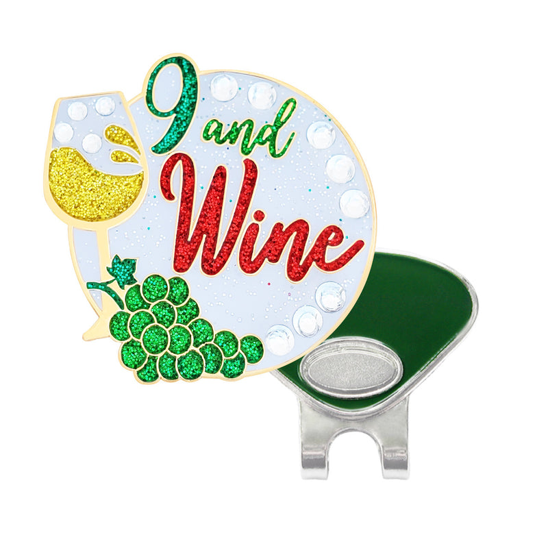 Navika: Swarovski Ball Marker & Hat Clip - 9 and Wine