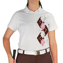 Golf Knickers: Ladies Argyle Paradise Golf Shirt - Brown/Pink/White Clothing