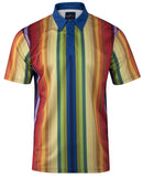 Rainbow Stripe Mens Golf Polo Shirt by ReadyGOLF