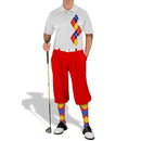 Golf Knickers: Men's Argyle Paradise Golf Shirt - Red/Yellow/Royal Clothing