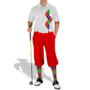 Golf Knickers: Men's Argyle Paradise Golf Shirt - Red/Purple/Lime Clothing