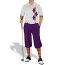 Golf Knickers: Men's Argyle Paradise Golf Shirt - Purple/Orange Clothing