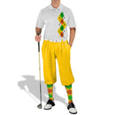 Golf Knickers: Men's Argyle Paradise Golf Shirt - Yellow/Orange/Lime Clothing