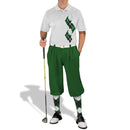 Golf Knickers: Men's Argyle Paradise Golf Shirt - Dark Green/Black/White Clothing