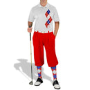 Golf Knickers: Men's Argyle Paradise Golf Shirt - Red/White/Royal Clothing