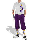 Golf Knickers: Men's Argyle Paradise Golf Shirt - Purple/Yellow/White Clothing