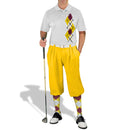 Golf Knickers: Men's Argyle Paradise Golf Shirt - Yellow/Maroon/White Clothing