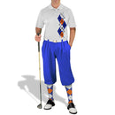 Golf Knickers: Men's Argyle Paradise Golf Shirt - Royal/White/Orange Clothing