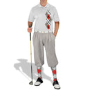 Golf Knickers: Men's Argyle Paradise Golf Shirt - Taupe/Red/White Clothing