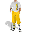 Golf Knickers: Men's Argyle Paradise Golf Shirt - Yellow/Navy/White Clothing
