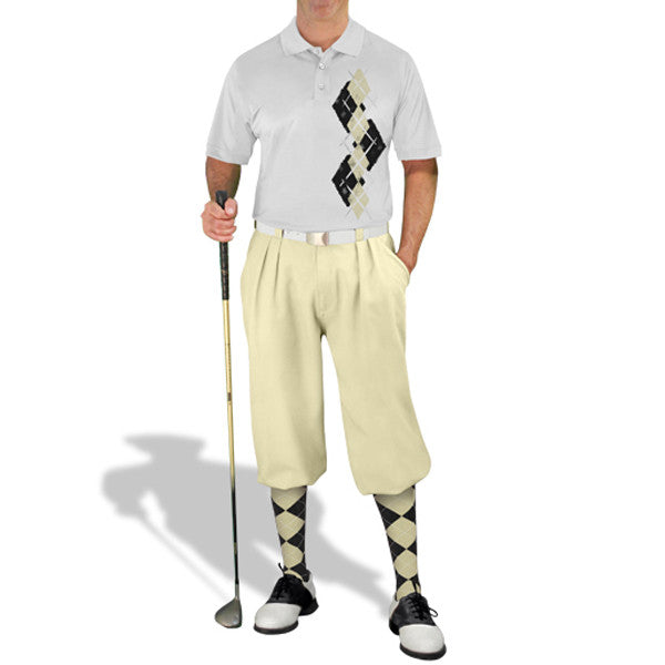 Golf Knickers: Men's Argyle Paradise Golf Shirt - Black/Natural