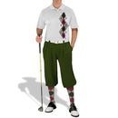 Golf Knickers: Men's Argyle Paradise Golf Shirt - Taupe/Maroon/Olive Clothing
