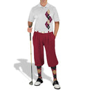Golf Knickers: Men's Argyle Paradise Golf Shirt - Maroon/Black/Khaki Clothing
