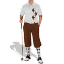 Golf Knickers: Men's Argyle Paradise Golf Shirt - Brown/White Clothing